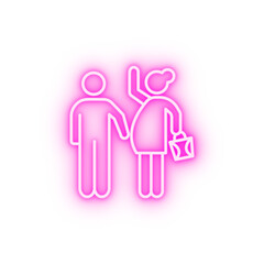 Sticker - Customer pregnant man satisfaction neon icon