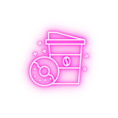 Sticker - Coffee cake hot drink neon icon