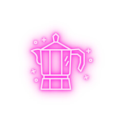 Wall Mural - Coffee pot machine drink neon icon