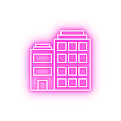 Sticker - Building apartments neon icon