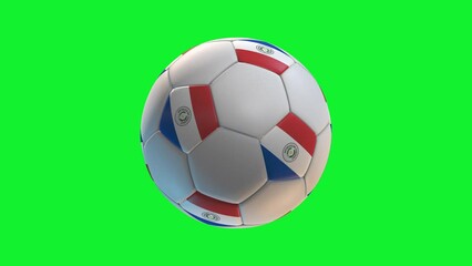 Wall Mural - Soccer ball with flag Paraguay, on green screen background loop alpha. 3D Rendering