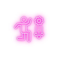 Poster - Businessman finance gear neon icon