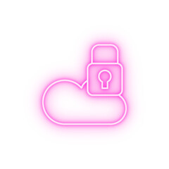 Poster - Cloud computing lock SEO neon icon