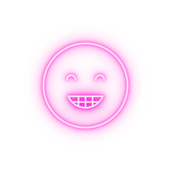 Wall Mural - Smiling teeth emotions neon icon