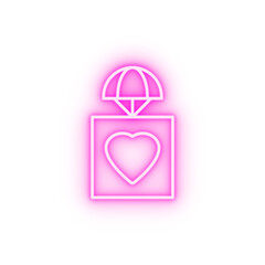 Wall Mural - a parcel with a heart field outline neon icon