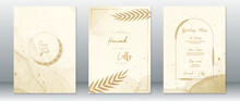 Wedding Invitation Card Template Luxury Of Gold Design With Leaf Wreath Frame And Watercolor Texture Background
