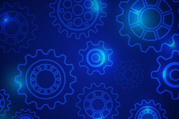 Wall Mural - Mechanical blue background with gears