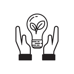 Canvas Print - Save energy icon with black and white design on isolated background