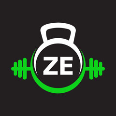 Wall Mural - Letter ZE Fitness Gym Logo Concept. Fitness Logo Symbol Vector Template