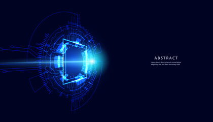 Wall Mural - abstract circle digital circuit concept light circle network blue digital copy space for text wallpa