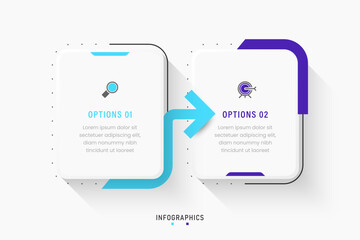 Vector Infographic label design template with icons and 2 options or steps. Can be used for process diagram, presentations, workflow layout, banner, flow chart, info graph.