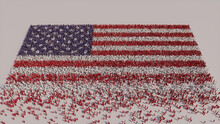 American Flag Formed From A Crowd Of People. Banner Of USA On White.