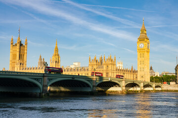 Wall Mural - Big Ben and Westminster bridge in London. England