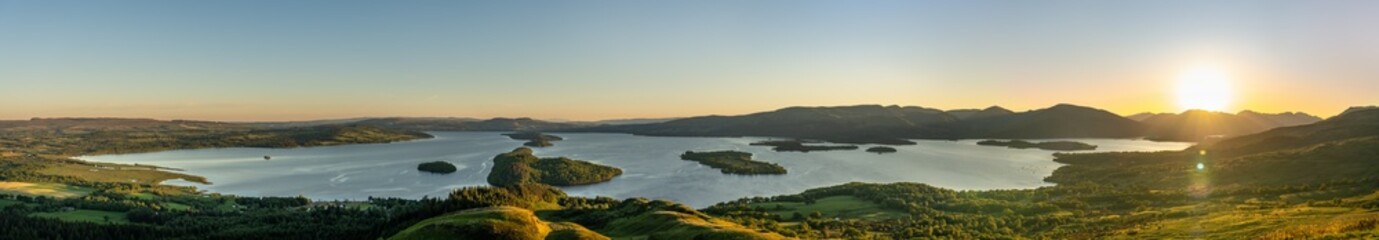 Sticker - Loch Lomond panorama at sunset in Scotland 