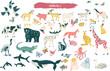 © Anna Ivanir - Cartoon vector illustrated animals  - bear, chicken, dog, cat, pig, alligator, giraffe, whale, rabbit, fox and more, Sea animals, forest animals, farm animals, wild animals.