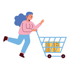 Poster - woman with shopping cart