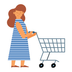 Poster - girl with shopping cart