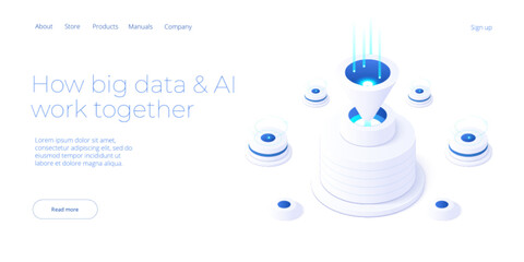 Wall Mural - data analyst or scientist concept in isometric vector illustration. big data analysis or information
