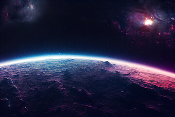 Wall Mural - Astonishing Landscape of Universe Space Background. Deep Realistic Abstract 3D Illustration