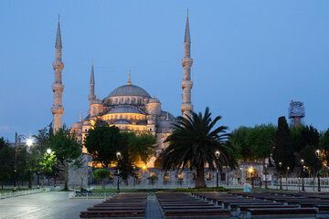 Wall Mural - ltan Ahmed Mosque (Blue mosque) in Istanbul in the summer night, Turkey