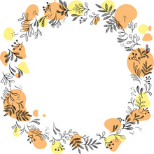 Floral Wreath Yellow Brown- Frame SVG
