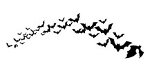 Flying Bats Flock Isolated On Transparent Background. 