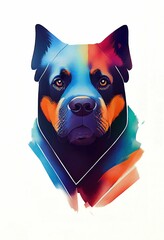 Poster - Vertical colorful illustration of a Rottweiler dog isolated on a white background