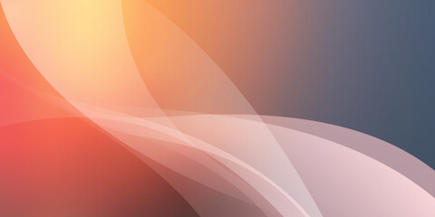 Wall Mural - abstract minimalist blue and orange wavy flowing translucent overlapping 3d geometric shapes - backg