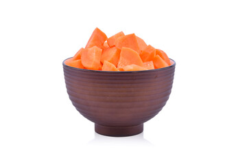 Wall Mural - fresh carrots in bowl isolated on white background.