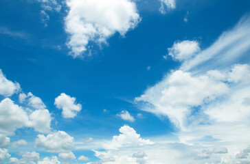 Wall Mural - Blue sky background or Beautiful blue sky The white clouds