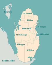 Qatar Administrative Divisions Map Illustration