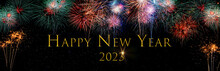 2023 Happy New Year Background With Fireworks And Text, Banner.