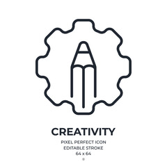 Wall Mural - creativity and design editable stroke outline icon isolated on white background flat vector illustra