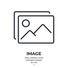Wall Mural - image and photography editable stroke outline icon isolated on white background flat vector illustra