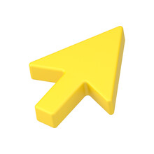 Yellow Web Arrow 3d. Pointer Volumetric Mouse Cursor For Website