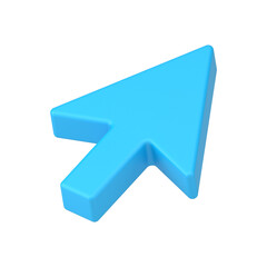 Blue web arrow 3d. Pointer volumetric mouse cursor for website