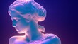 Aphrodite statue over a purple background