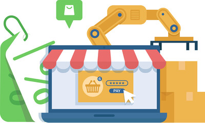 Wall Mural - online marketing vector illustration. internet business process,mobile marketing , e-marketing, e-co