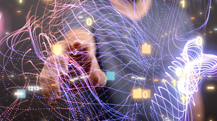 abstract network of physical devices on the internet using a network connection with statistics numb