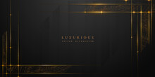 Abstract Black And Gold Luxury Vector Background With Abstract Gold Dots And Shining Golden Lines.