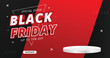 Black friday sale offer banner template with podium.