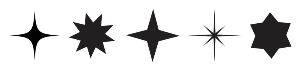 star icon collection. twinkling stars symbols in black design. vector svg illustration. design eleme