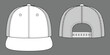 White Hip Hop Cap With Mesh Four Panel Back Template On Gray Background, Vector File