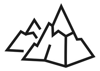 Canvas Print - Mountains icon. High peaks in linear style. Mountaineering logo