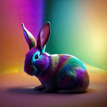 Hyper-realistic Illustration Of Colorful Rabbit