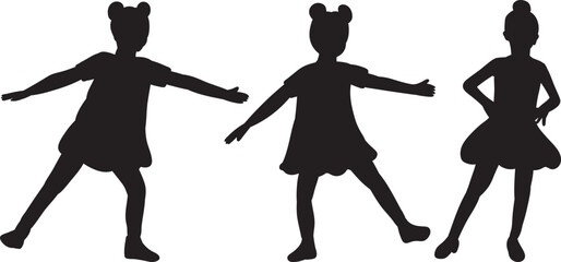 Wall Mural - children dancing silhouette on white background isolated