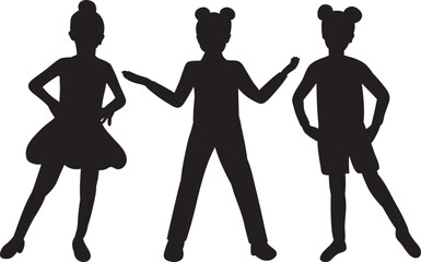 children dancing silhouette on white background isolated vector