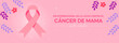 Banner del Día Mundial de la Lucha Contra el Cáncer de Mama con listón rosa. 