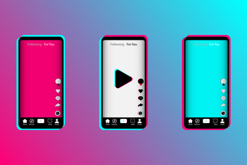 Wall Mural - set of smartphones in popular social media colors. mobile app screen template. set of icons for soci