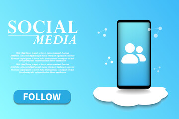 Wall Mural - Web page concept for social media.  Promo site screen with text and button for present your app. Vector illustration